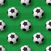balones de fútbol de patrones sin fisuras. montón de clásicos balones de fútbol en blanco y negro. fondo de vector realista