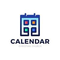 logotipo de vector de calendario cristiano. signo plano lleno para concepto móvil y diseño web. calendario con el icono de la santa cruz. símbolo, ilustración de logotipo. gráficos vectoriales