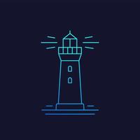 lighthouse vector linear icon on dark