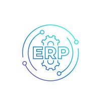 erp, planificación de recursos empresariales, icono de vector de línea