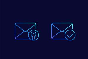 encrypted message or email, linear icons vector