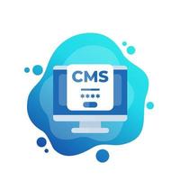 icono de inicio de sesión de cms, sistema de gestión de contenido vector