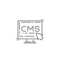 cms, icono de línea de vector de sistema de gestión de contenido