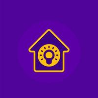 house and light bulb icon, vector flat design