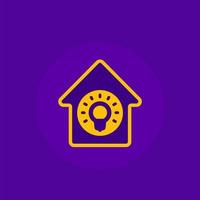 house and light bulb icon, vector flat design