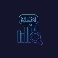 SEM, search engine marketing icon, linear vector