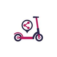 icono de servicio para compartir scooter en blanco, vector