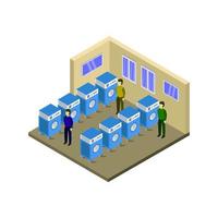 Isometric Laundry Shop or Laundry Room vector