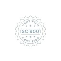 ISO 9001 badge design, vector label on white