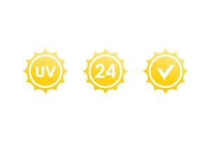 UV, 24 hours sun protection icons vector