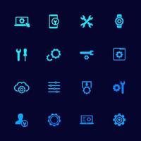 settings, options icons set with gears, vector