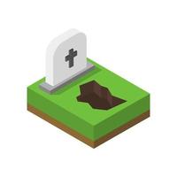 Isometric Tombstone Illustrated On White Background vector