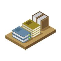 Isometric Bookshelf Illustrated On White Background vector