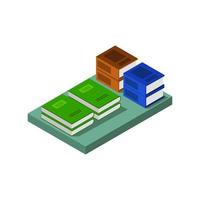 Isometric Bookshelf Illustrated On White Background vector