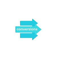 Conversions icon with arrows, vector