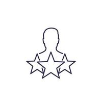 employee, personnel review icon on white, line vector