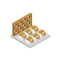 Isometric Classroom With Bookshelves vector