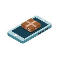 Isometric Packages On Smartphone vector