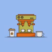 Máquina de café ilustrada sobre fondo blanco. vector