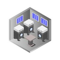 Isometric Laundry Shop or Laundry Room vector