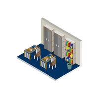 Isometric Classroom With Bookshelves vector