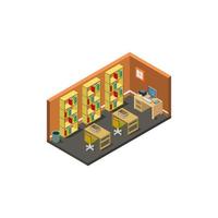 Isometric Classroom With Bookshelves vector