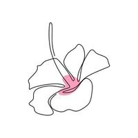 Beautiful flower one line continuous drawing style. Jasmine balinese flower minimalist design. Beauty fresh evergreen jasmine flower for garden logo, top view. Vector design illustration