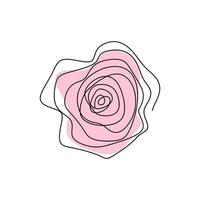 diseño rosa de una línea. dibujo de línea continua de flor rosa. hermoso signo rosa de amor aislado sobre fondo blanco. idea de tatuaje. dibujado a mano ilustración de vector de estilo minimalista