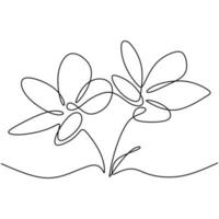 hermosa flor en estilo de línea mínima. dibujo continuo de una sola línea de silueta de flor dibujada a mano. rama con flores aisladas sobre fondo blanco. ilustración vectorial vector