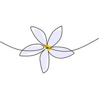 Beautiful flower in minimal line style. Continuous single line drawing of flower hand-drawn picture silhouette. Branch with flowers isolated on white background. Vector illustration