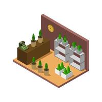 Isometric Plant Shop On White Background vector