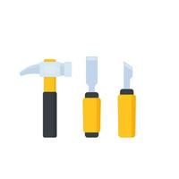 hammer, chisel and cutter, vector icons