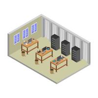 Isometric Office Room On White Background vector