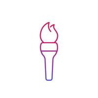 torch with flame, line vector icon