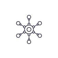 Hub, connections and connect, line icon vector
