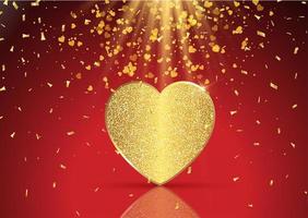 Golden hearts background for Valentines Day vector