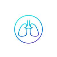 icono de línea de pulmones en blanco vector