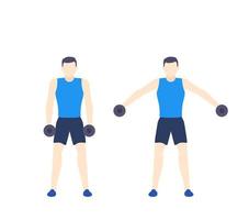 hombre, entrenamiento, hombros, en, el, gimnasio, vector