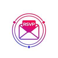 RSVP icon with envelope, vector