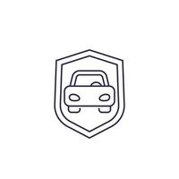 icono de seguridad del coche, vector de línea