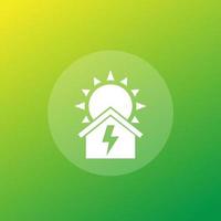 energía solar para el hogar, icono de vector