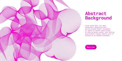 Abstract background with dynamic pink wave lines vector