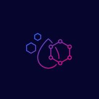 Drop with nano particles icon, linear vector
