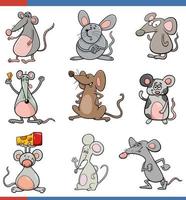 ratones de dibujos animados divertidos personajes de animales establecidos vector