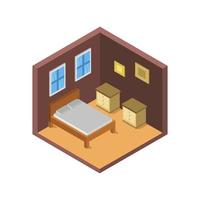 Isometric Bedroom On White Background vector