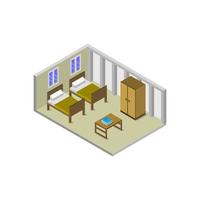 Isometric Bedroom On White Background vector