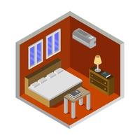 Isometric Bedroom On White Background vector