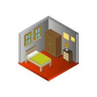 Isometric Bedroom On White Background vector