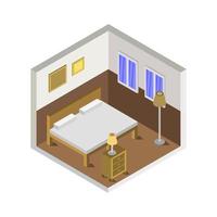 Isometric Bedroom On White Background vector