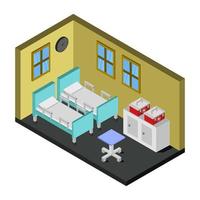 Isometric Hospital Room On White Background vector